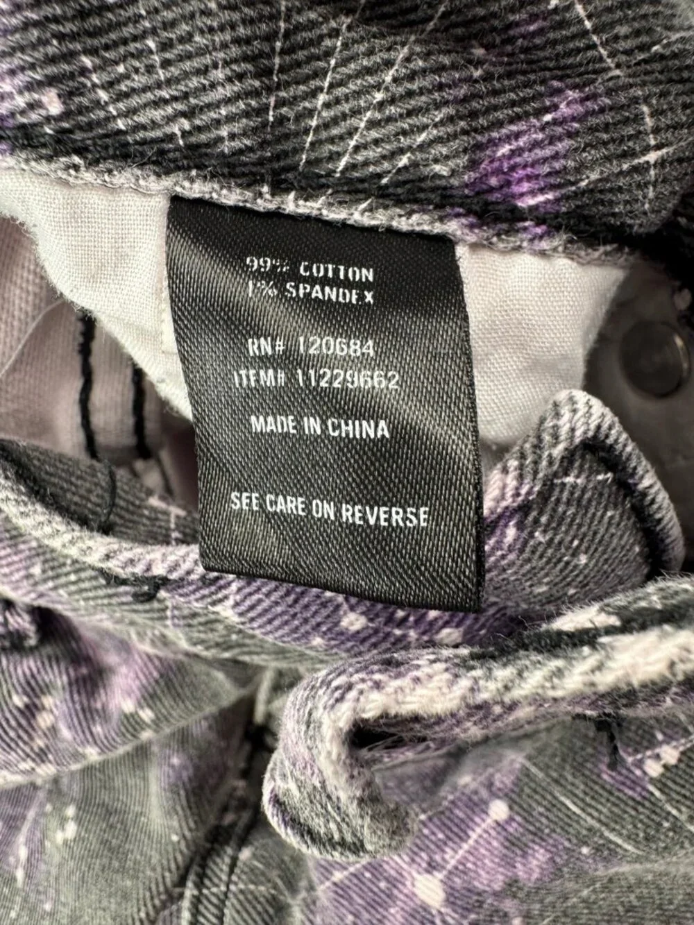XXX RUDE Purple Constellation Skinny Shorts Size 28W X 13L Cotton Spandex
